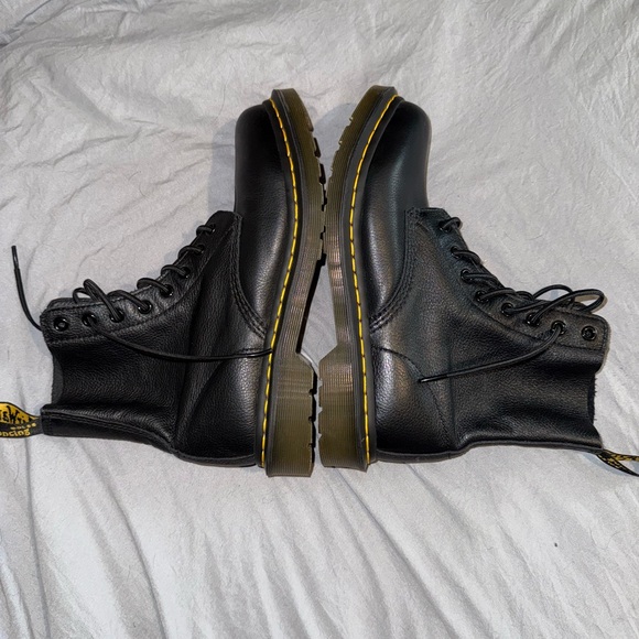Dr. Martens Black Leather Boots with Yellow Stitching - Picture 8 of 10